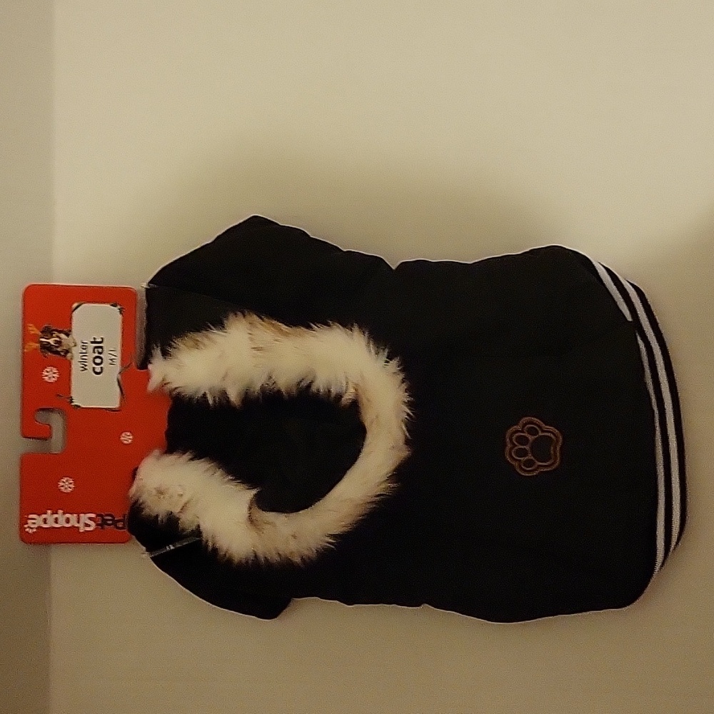 NWT: Pet Shoppe Dog Winter Coat Faux Fur Trimmed Hood